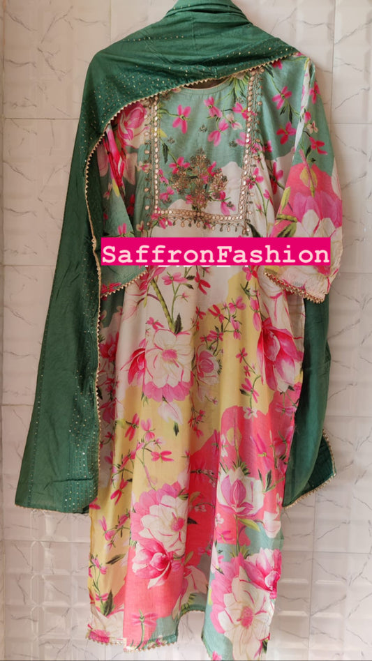 Floral salwarsuit - Saffronfashionindia
