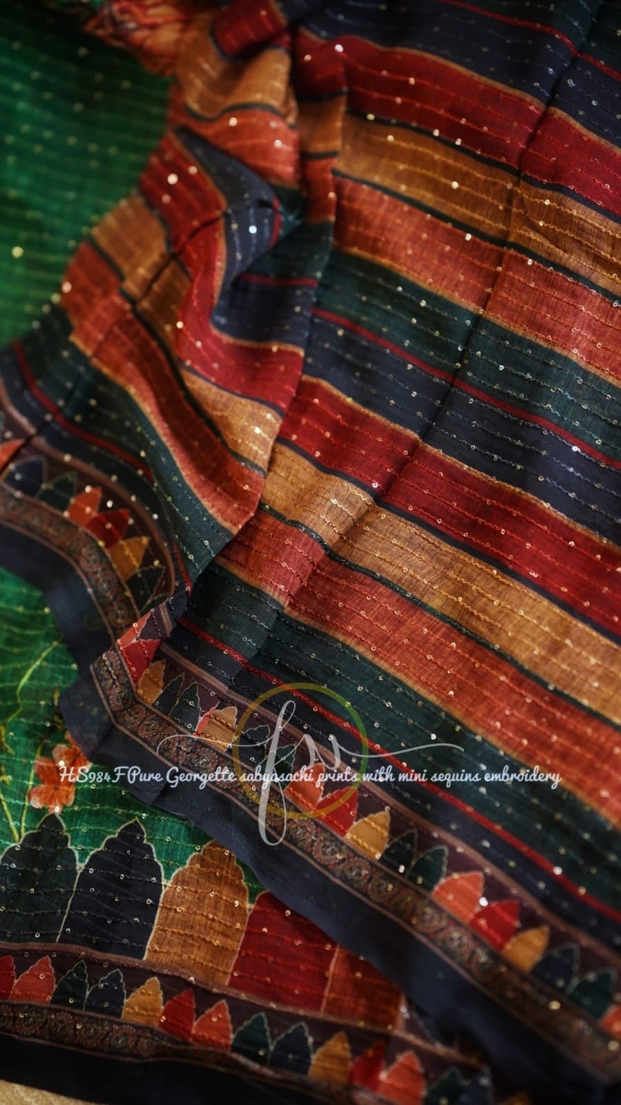 Gulmohar sequins saree - Saffronfashionindia