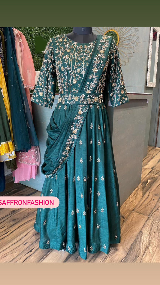 Safrina silk indowestern dress - Saffronfashionindia