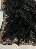 Black floral organza sare