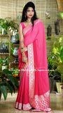 Pink sequence khaddi gorgette sari