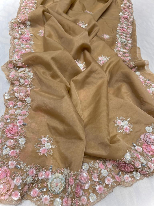 Amboni organza sequence saree - Saffronfashionindia