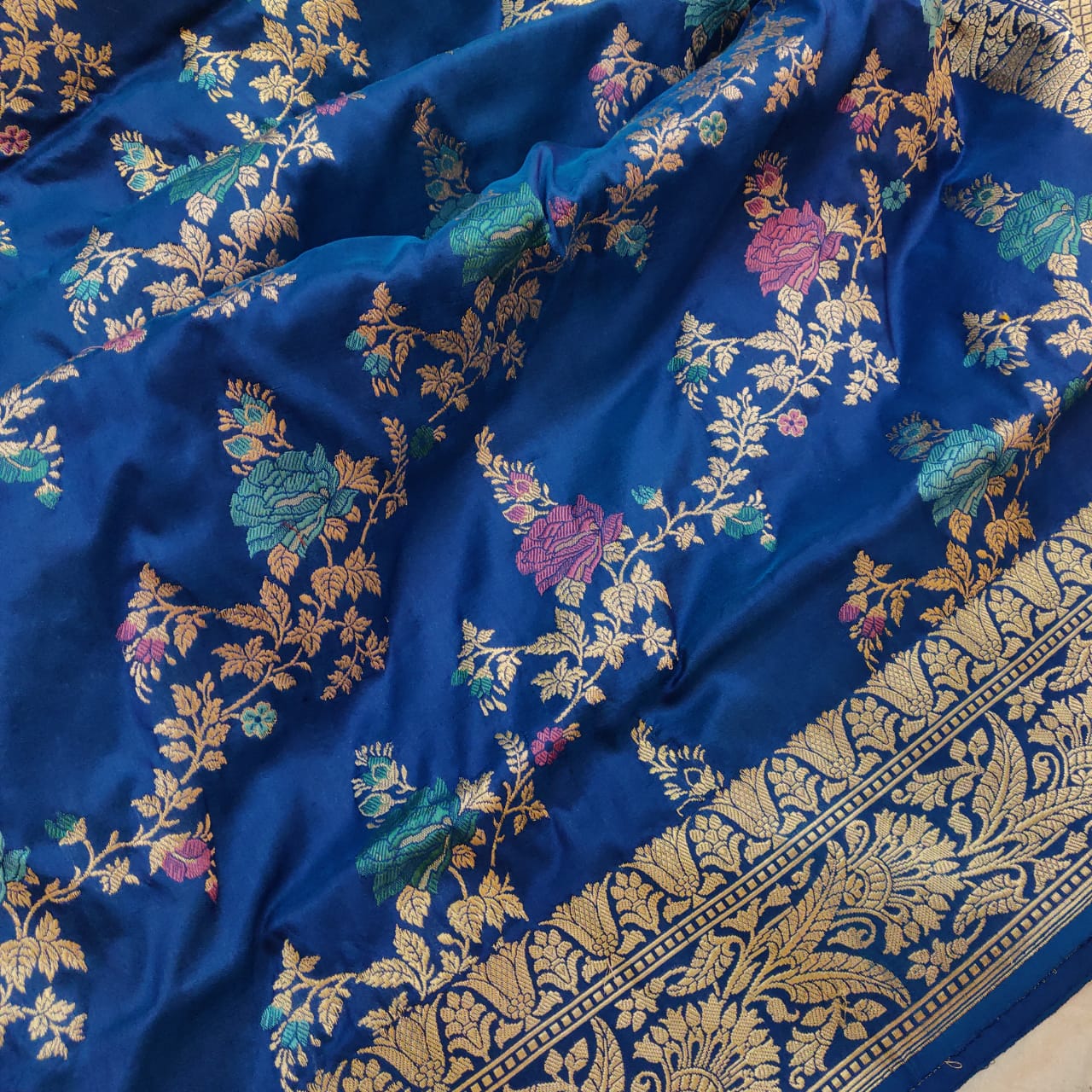 Royalty handwoven Katan saree - Saffronfashionindia