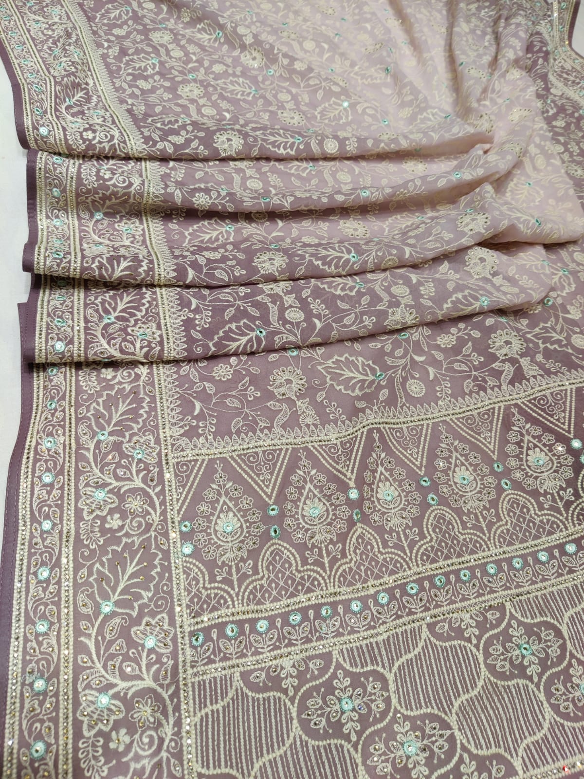 Shaded Chikankari elegant saree - Saffronfashionindia