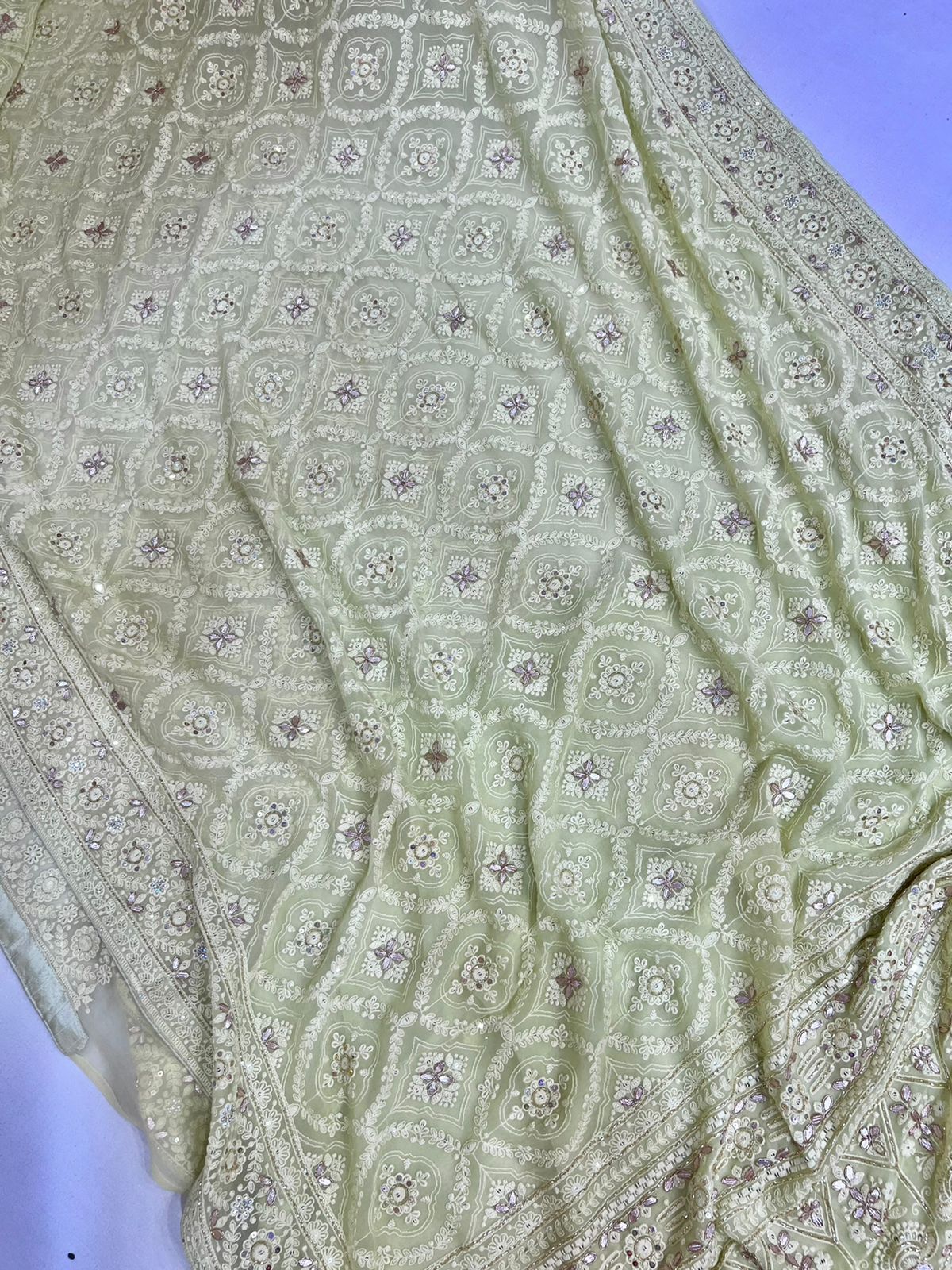 Anina Chikankari gorgette saree - Saffronfashionindia