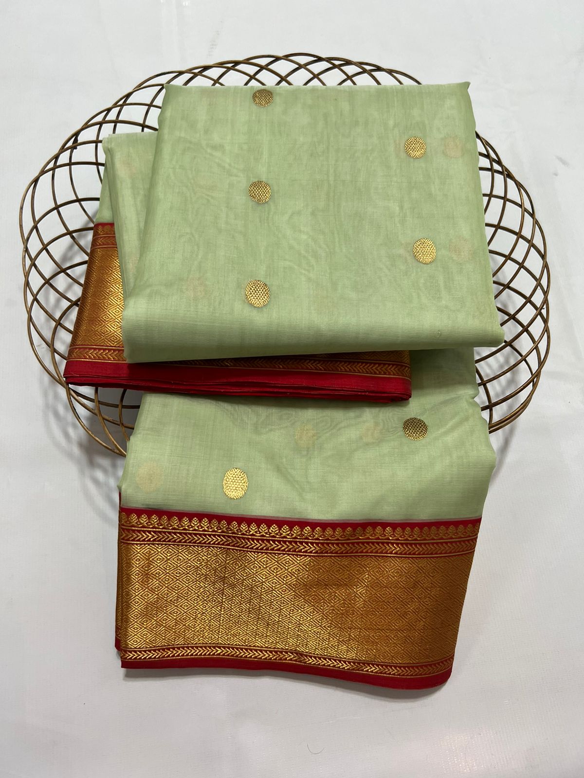 Mint Chanderi ek naal saree - Saffronfashionindia