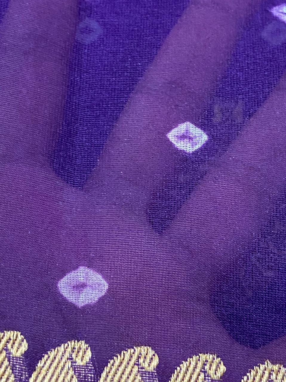 Purple banarsi kora saree SaffronFashionindia