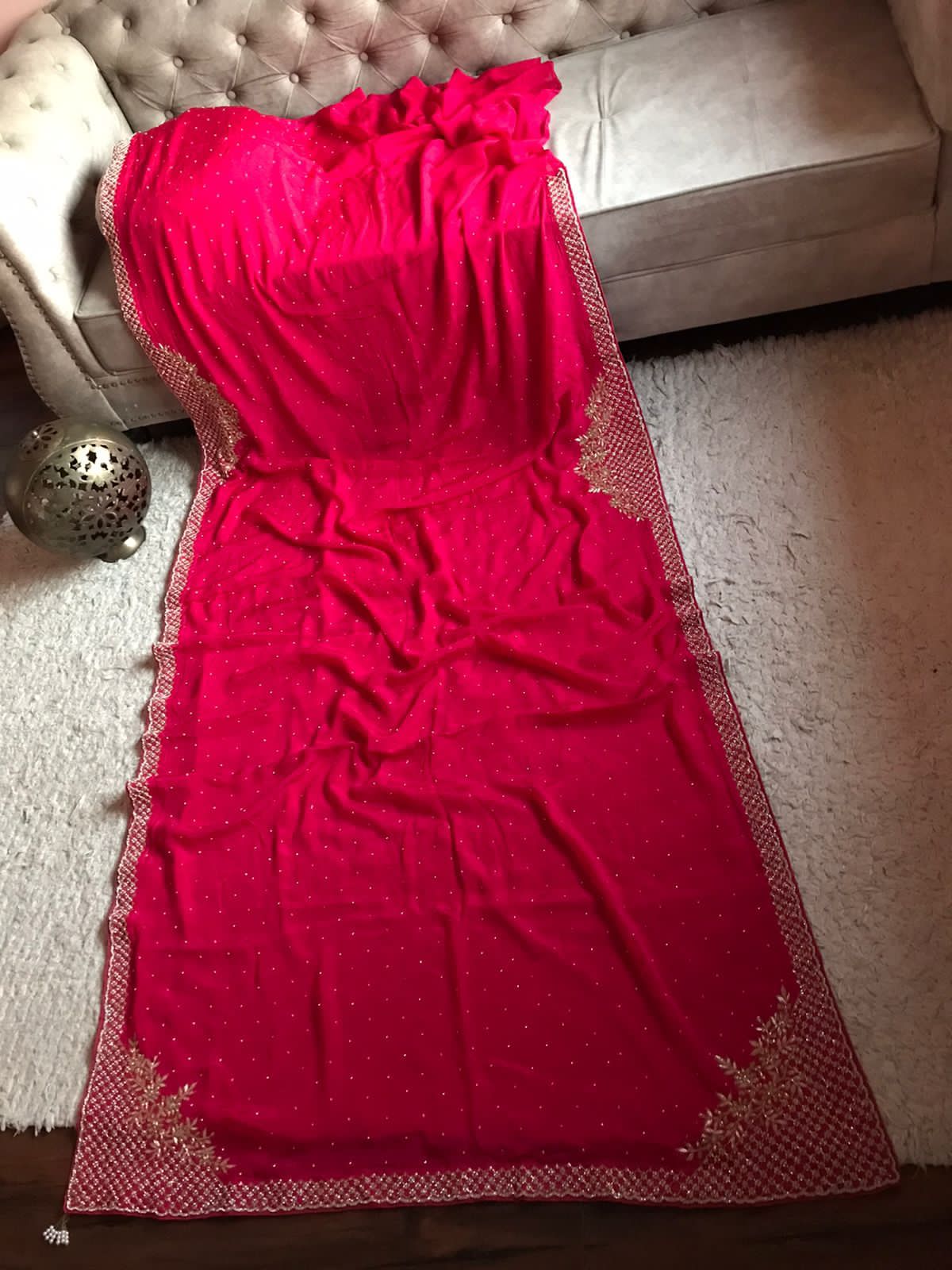 Luxury chinon inspired saree - Saffronfashionindia