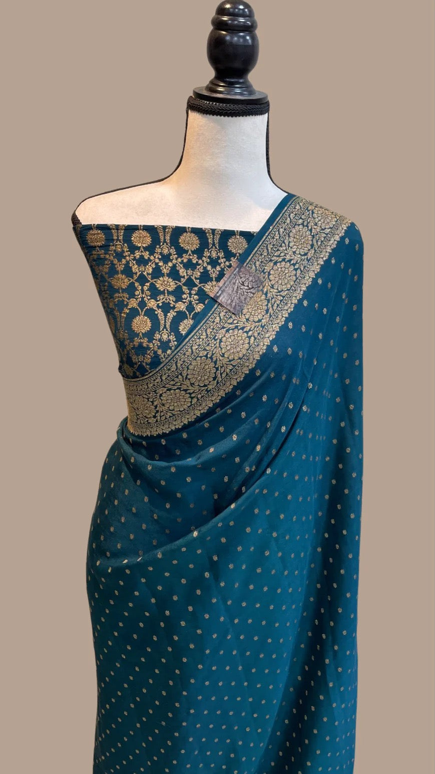 Antique inspired Banarsi crepe saree Indian saree women sari blouse Saffronfashion