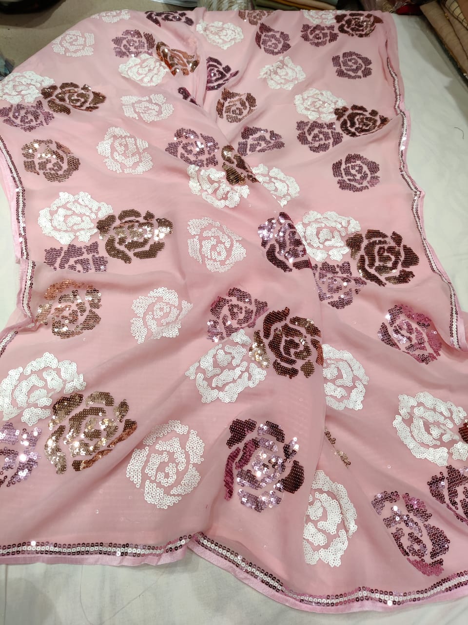 Sequence gorgette beautiful saree - Saffronfashionindia