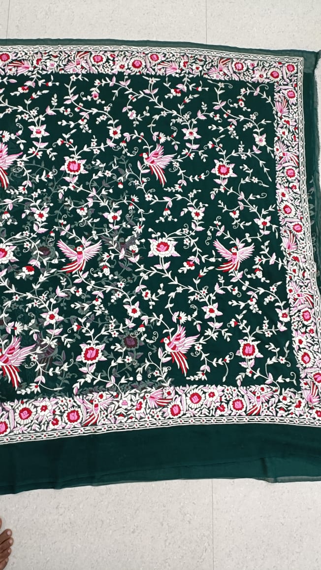 Emaerald parsi saree - Saffronfashionindia