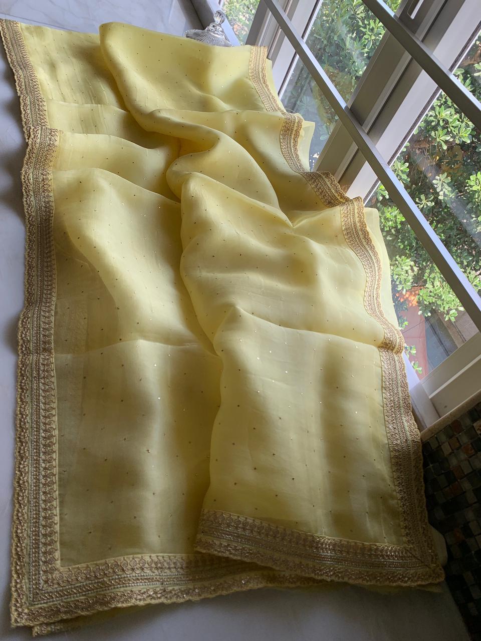 Vahida organza sari partywear sarees Indian sari SaffronFashion