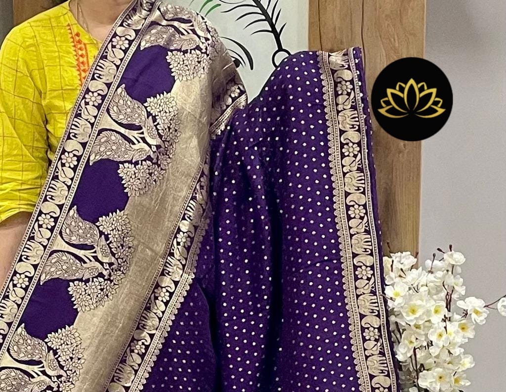 Weaving motifs benaras saree - Saffronfashionindia