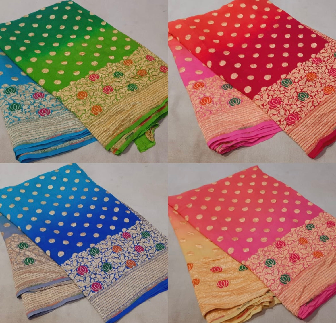 Exclusive khaddi gorgette Banarsi saree - Saffronfashionindia