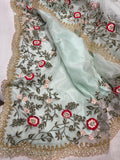 Iris embroidered saree