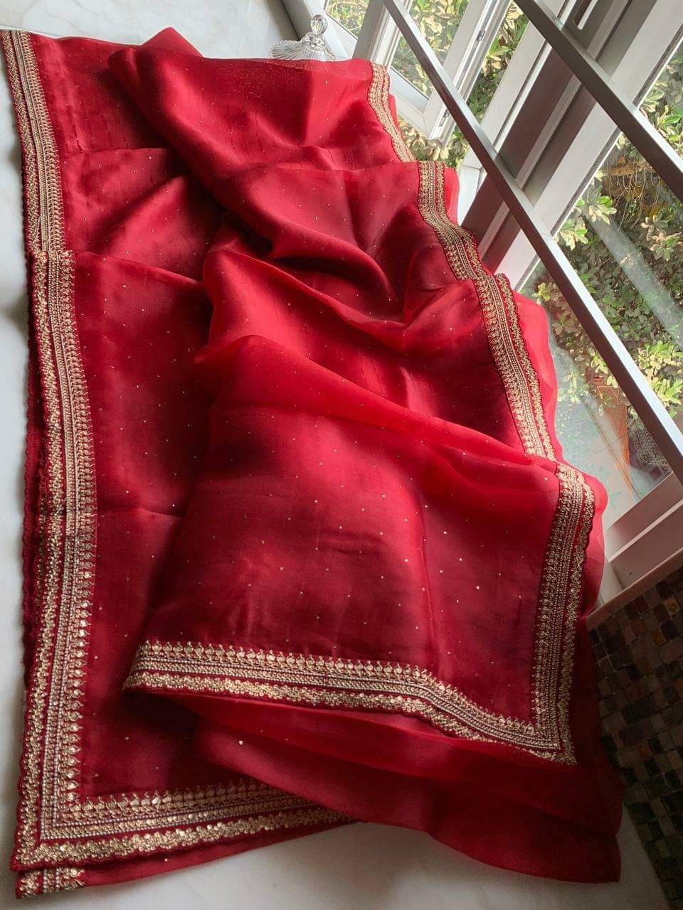 Vahida organza sari partywear sarees Indian sari SaffronFashion