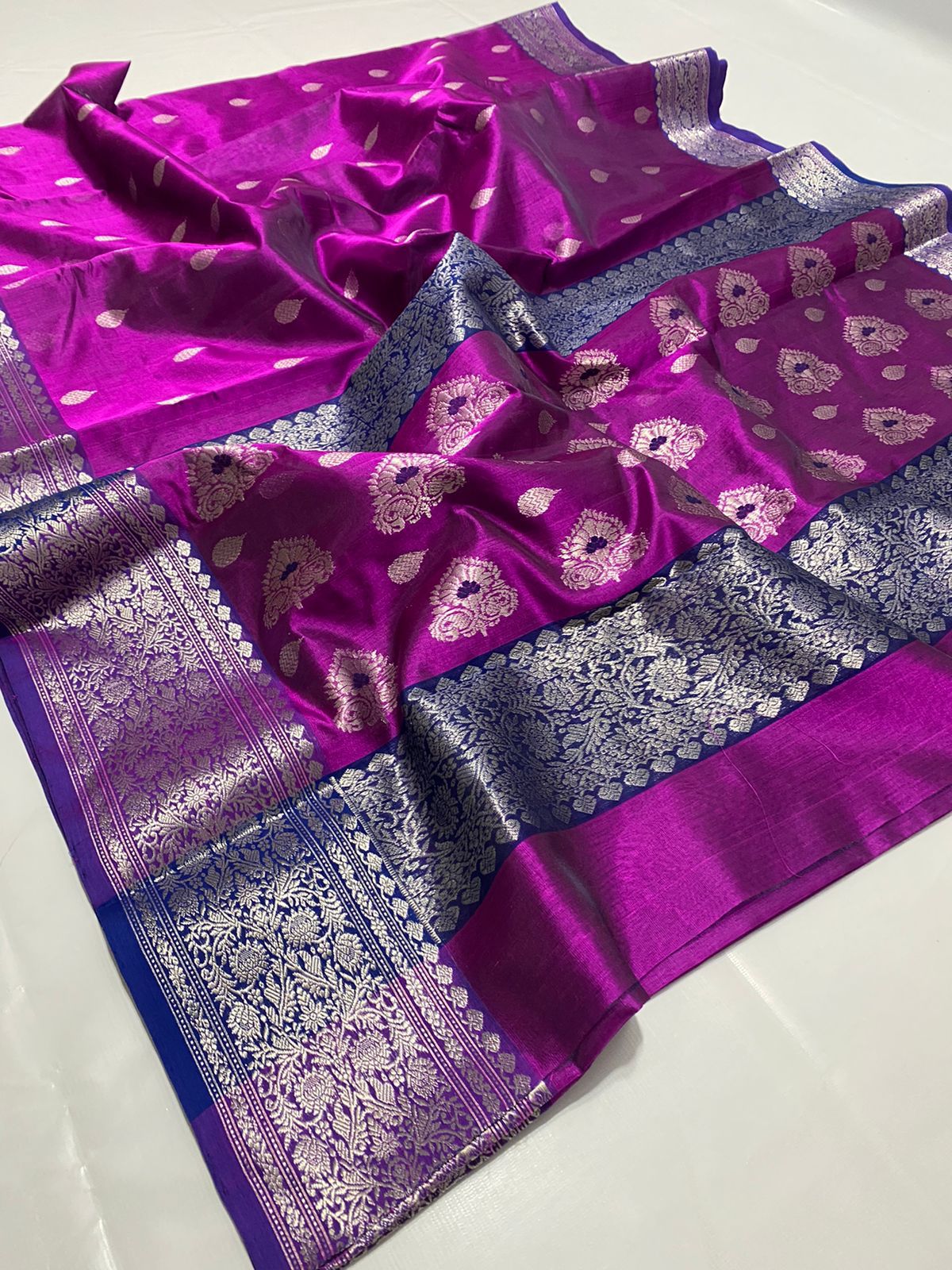 Wine inspired beautiful Chanderi saree - Saffronfashionindia