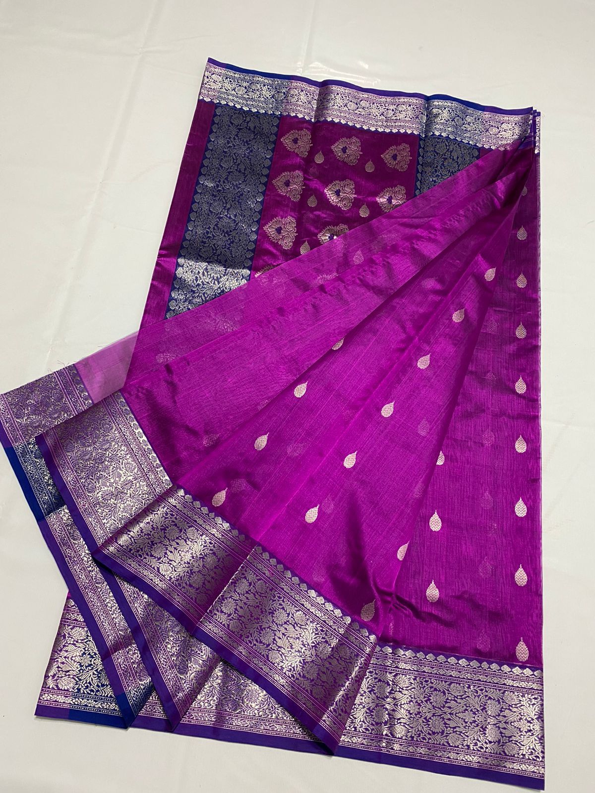 Wine inspired beautiful Chanderi saree - Saffronfashionindia