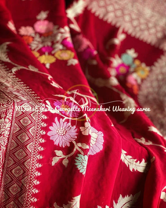 Floral beautiful Meenakari saree - Saffronfashionindia