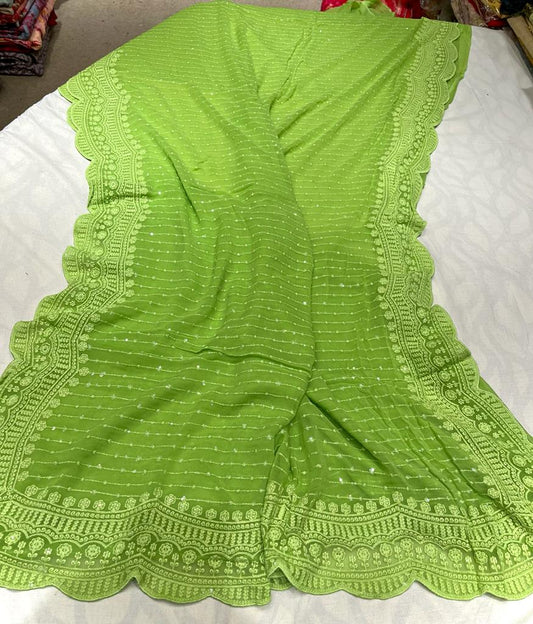 Irvisha sequins Chikankari saree - Saffronfashionindia