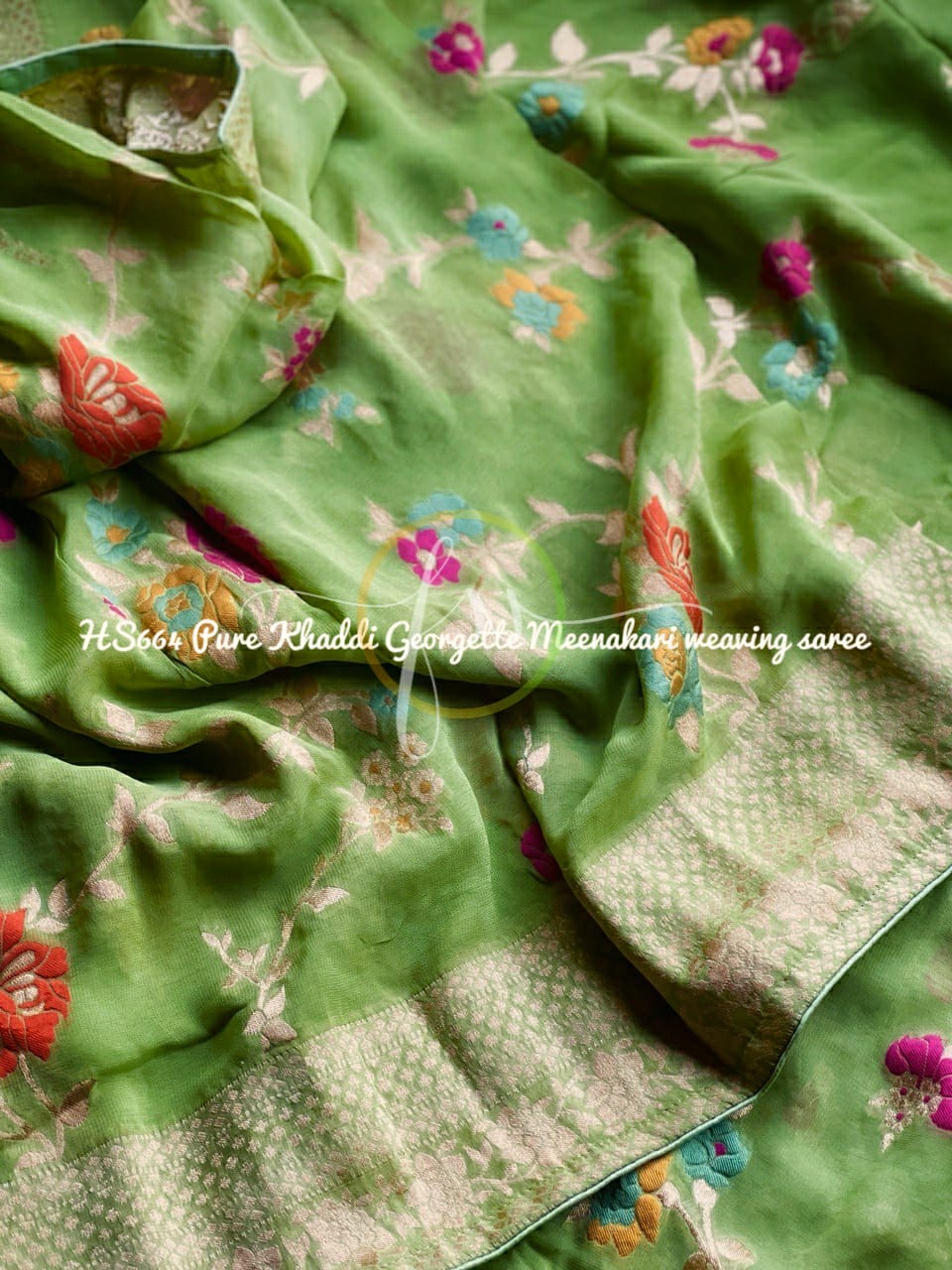 Pinashi gorgette saree - Saffronfashionindia