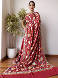 Crepe floral embroidery saree/Kashmiri saree