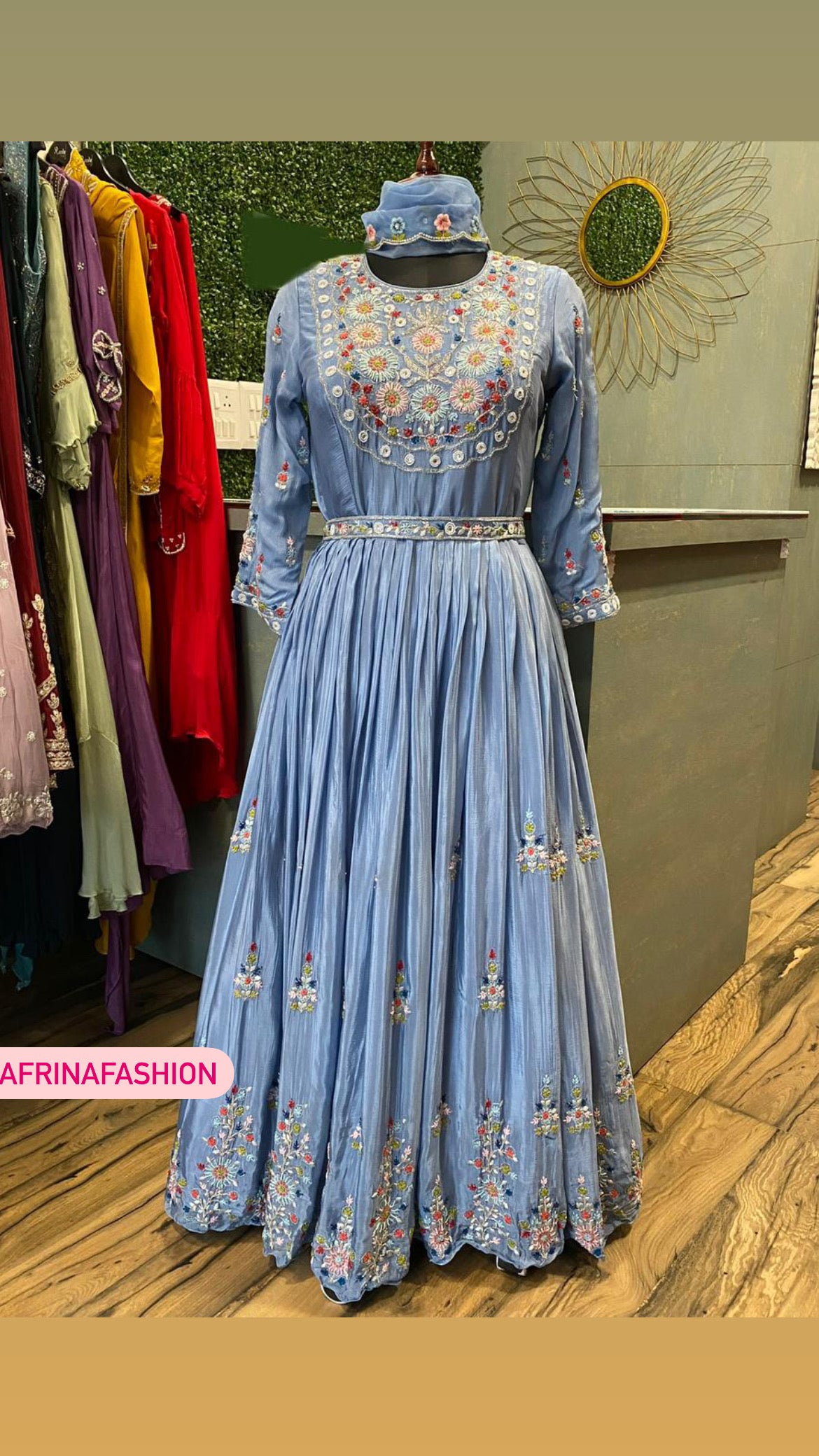 Blue long dress indian dress - Saffronfashionindia