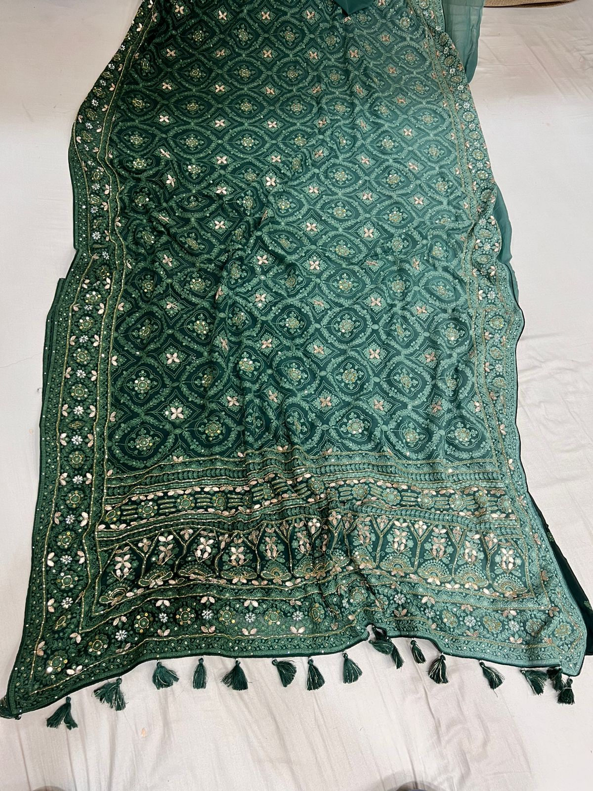 Anina Chikankari gorgette saree - Saffronfashionindia