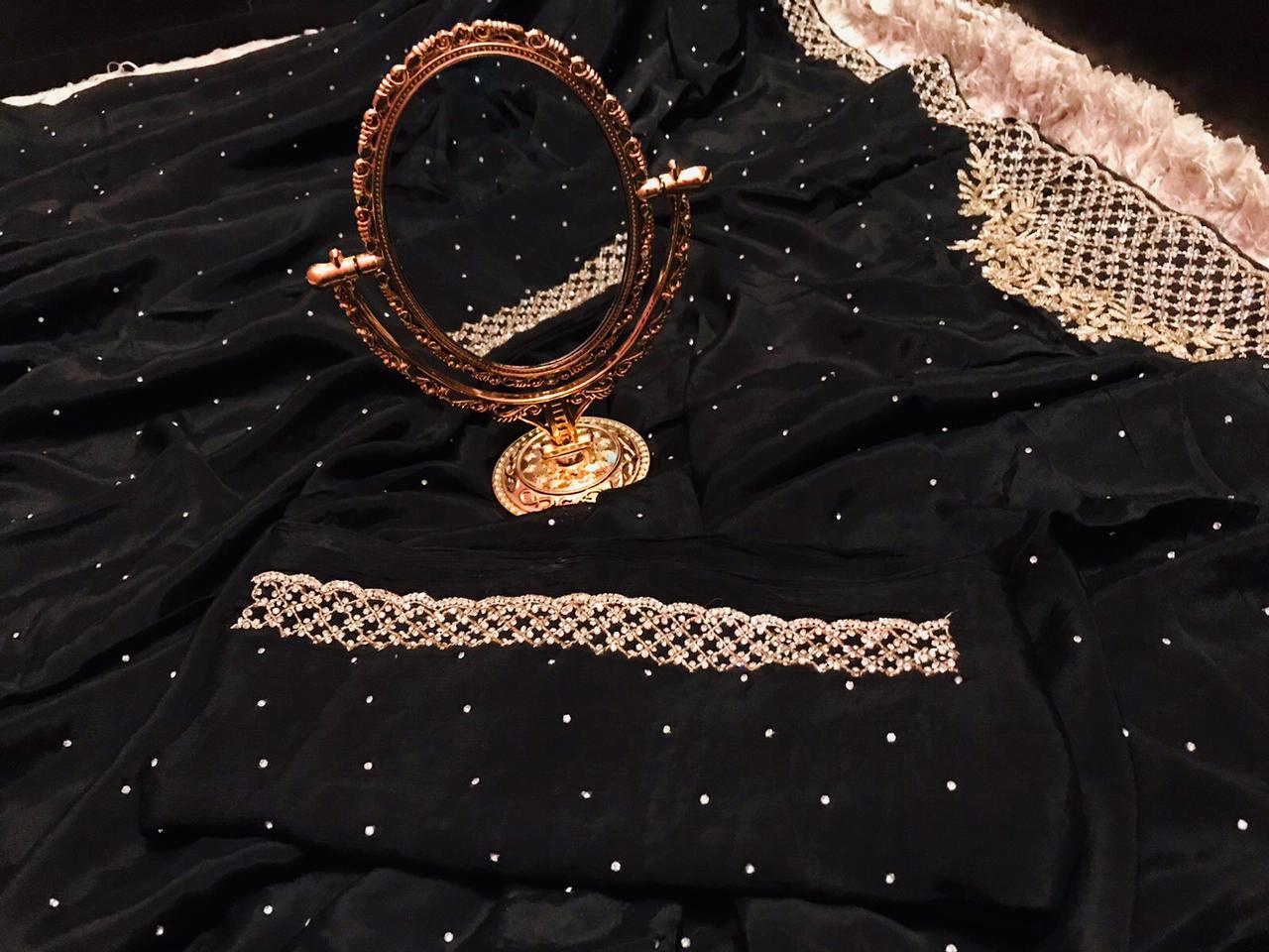 Luxury chinon inspired saree - Saffronfashionindia