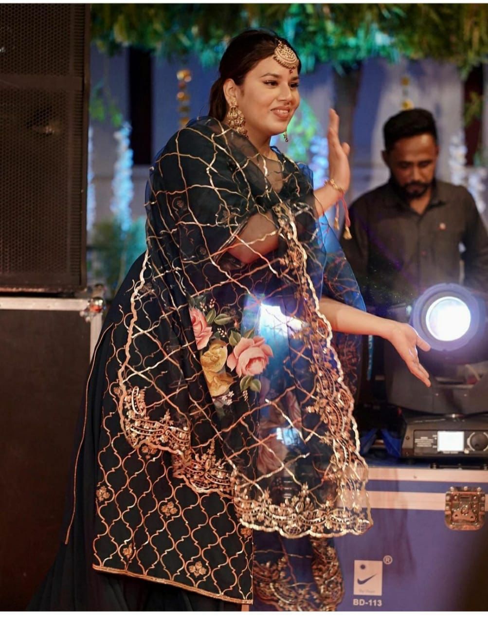 Floral black punjabi suit - Saffronfashionindia