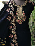 Velvet embroidered salwarsuit