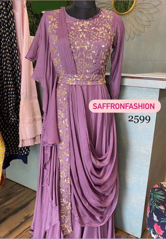 Lavender beautiful dress - Saffronfashionindia