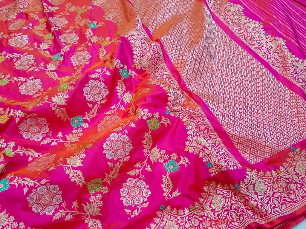 Rupashi Katan handwoven saree - Saffronfashionindia