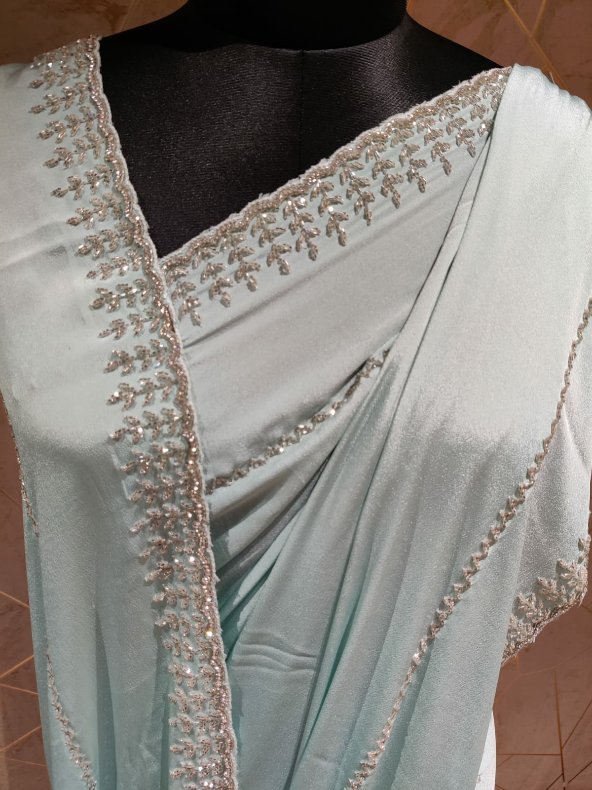 Kaniza crepe katdana saree - Saffronfashionindia