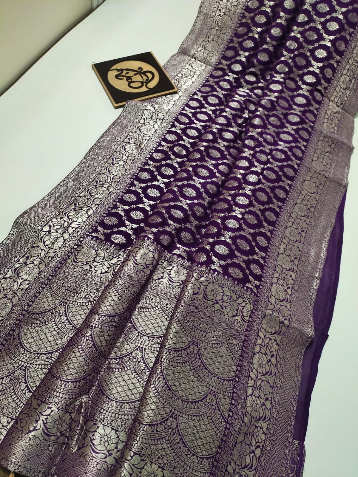 Nimina banarsi khaddi gorgette saree - Saffronfashionindia