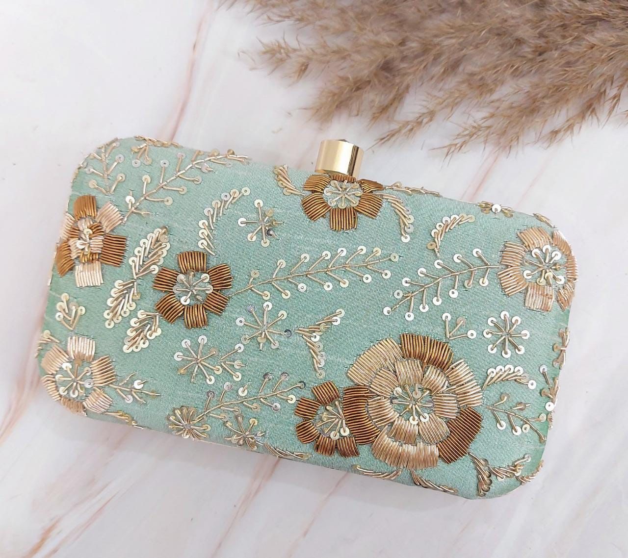 Jilan embroidery clutch bag cocktail purse SaffronFashionindia, SaffronFashion