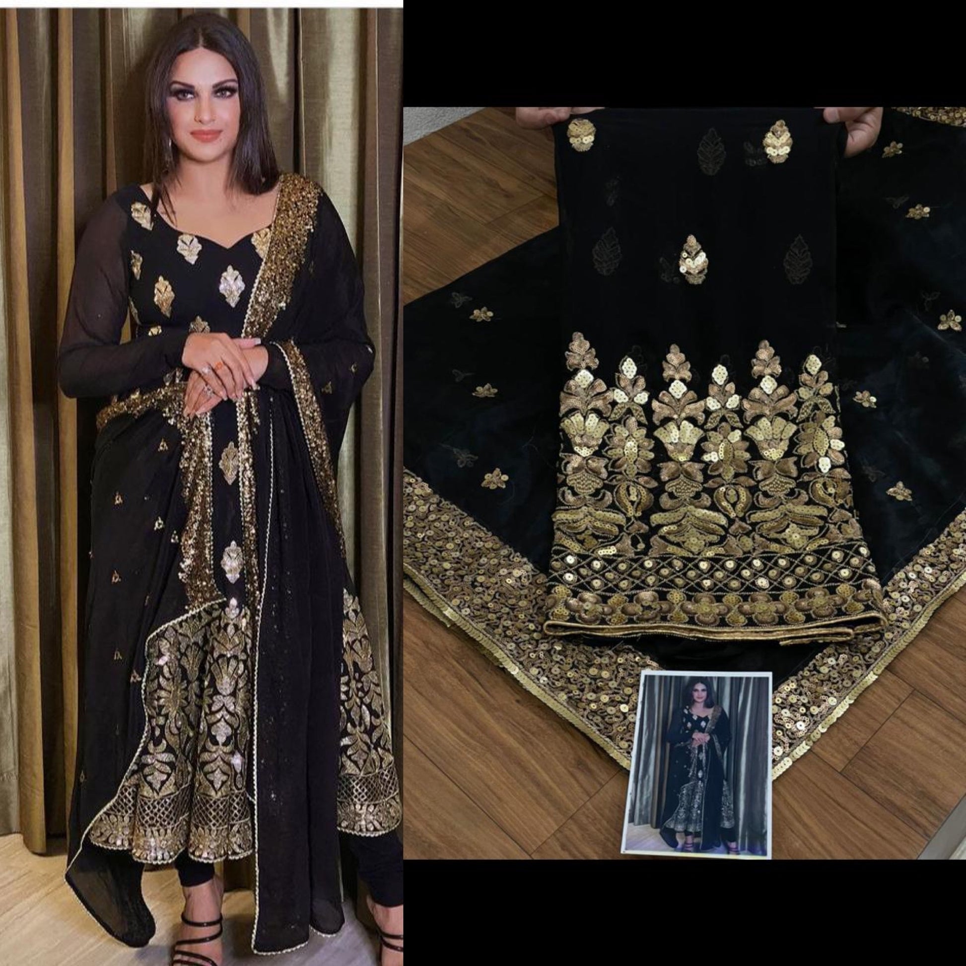 Hina black salwarsuit - Saffronfashionindia