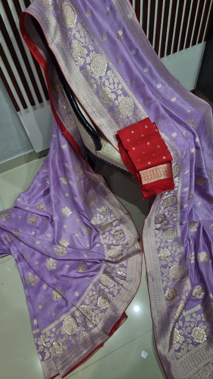 Ravina Munga saree/Munga silk saree/sari - Saffronfashionindia