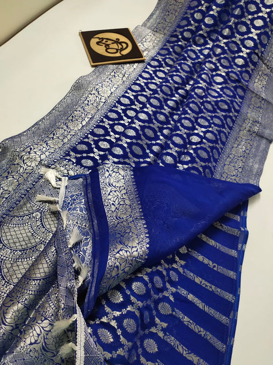 Nimina banarsi khaddi gorgette saree - Saffronfashionindia