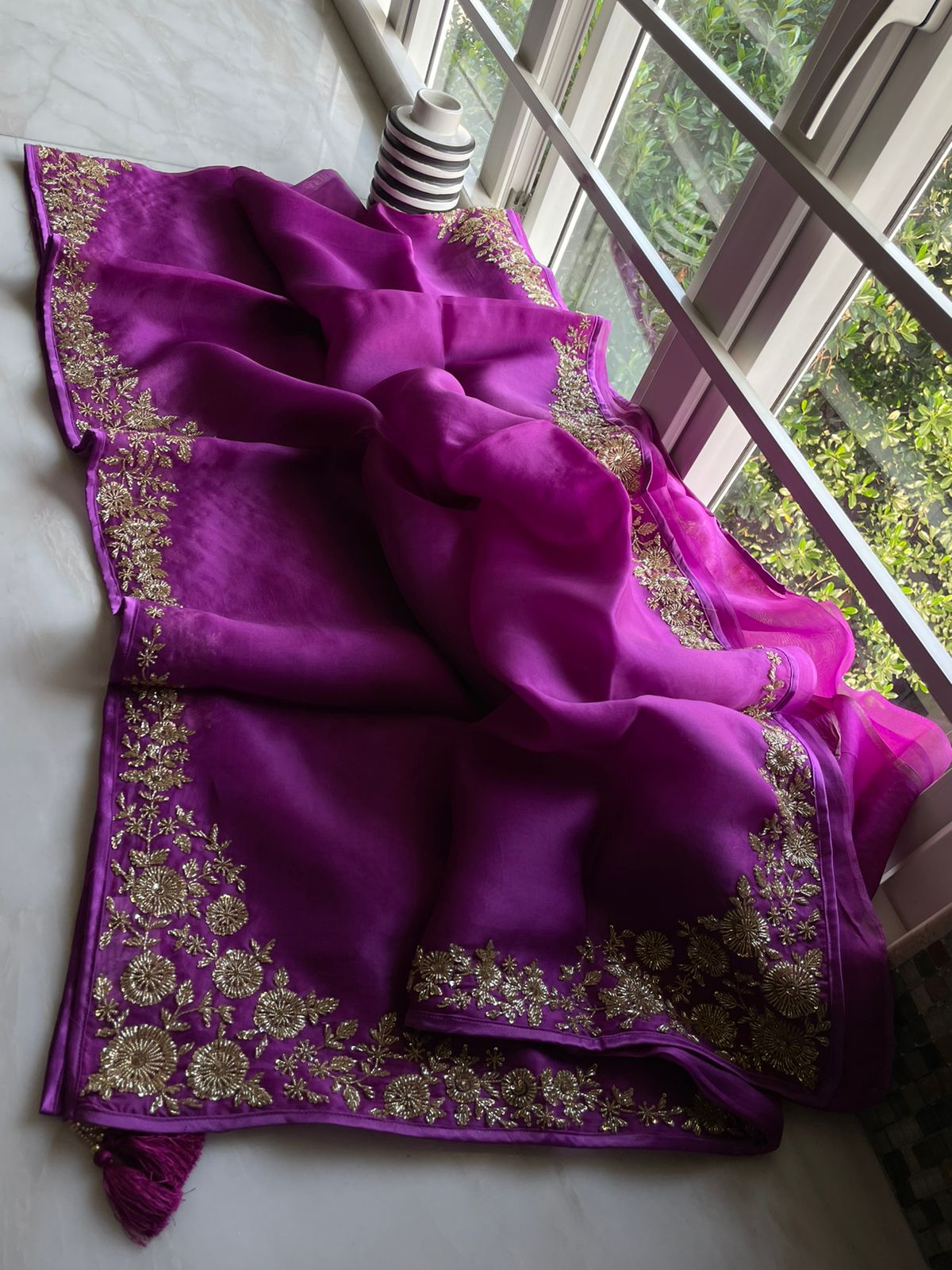 Katdana organza saree - Saffronfashionindia