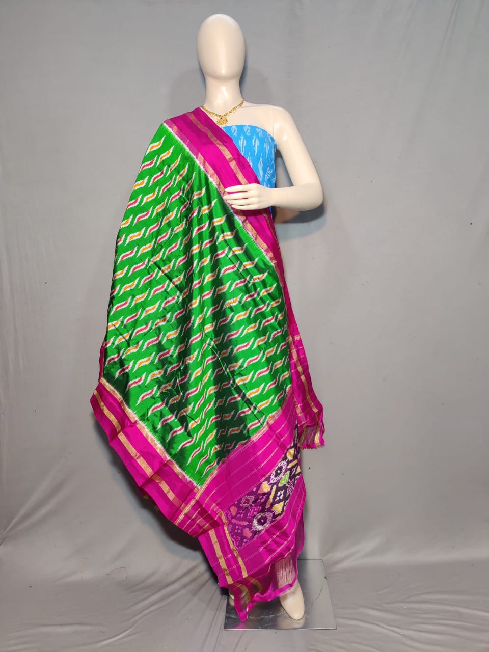 Weaved ikkath dupatta/silk dupatta - Saffronfashionindia