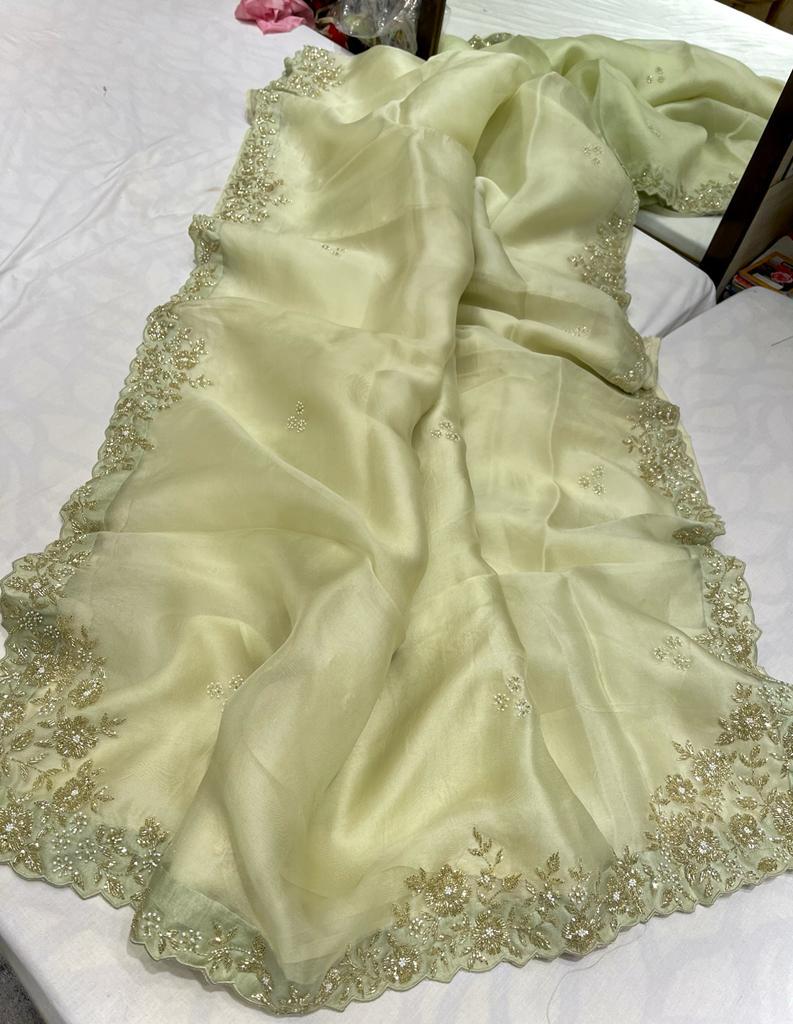 Lubina silk organza saree - Saffronfashionindia