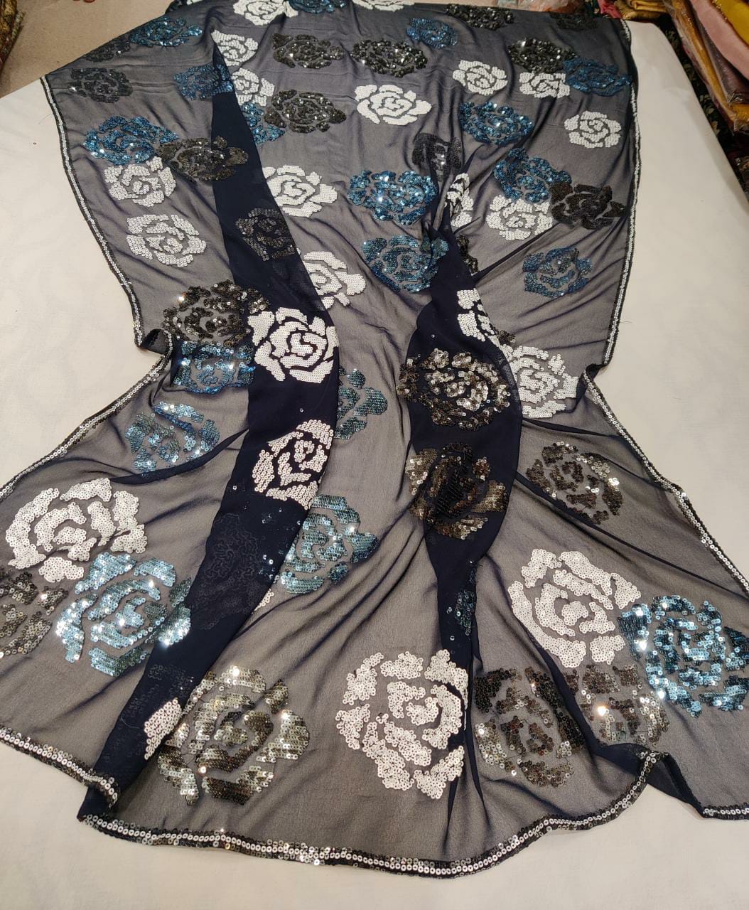 Mariana sequence partywear saree - Saffronfashionindia