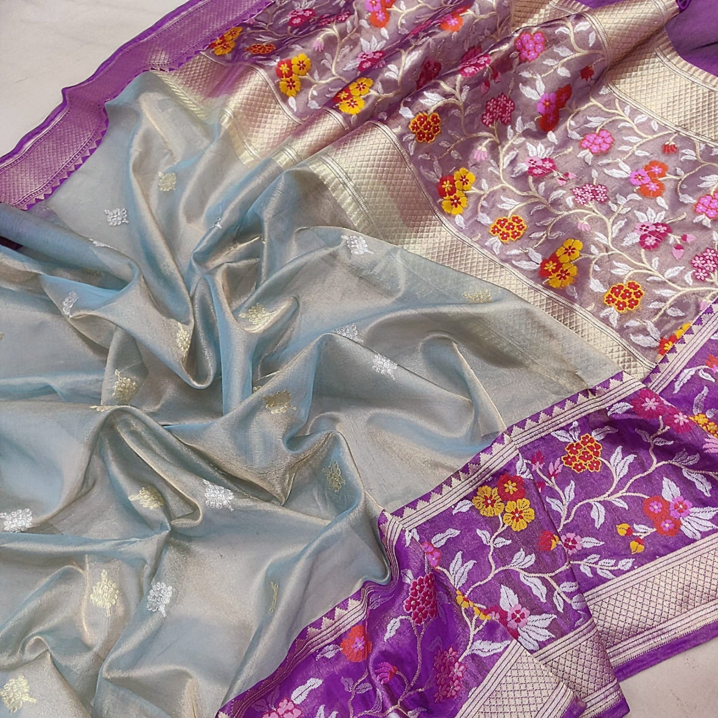 Kiara tissue handwoven saree - Saffronfashionindia