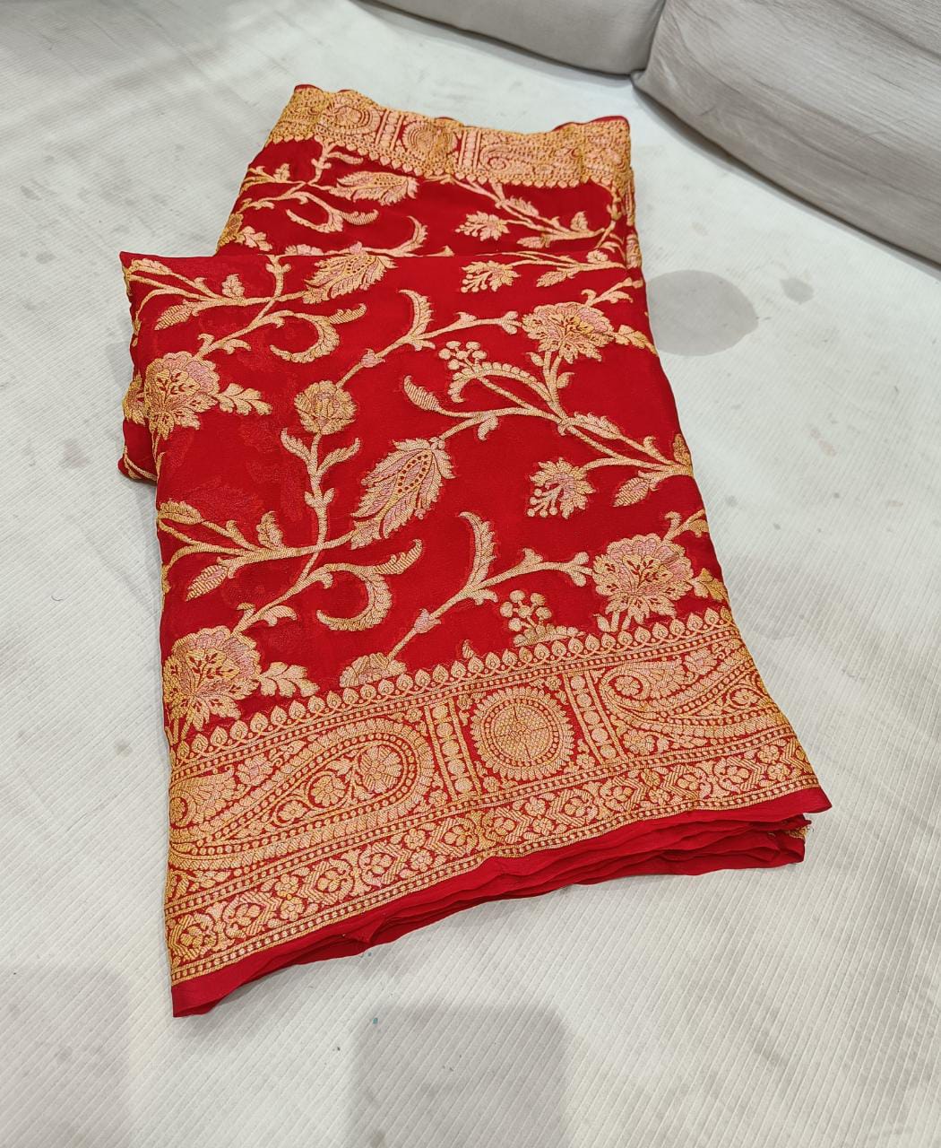 Gloria gorgette chiffon saree - Saffronfashionindia