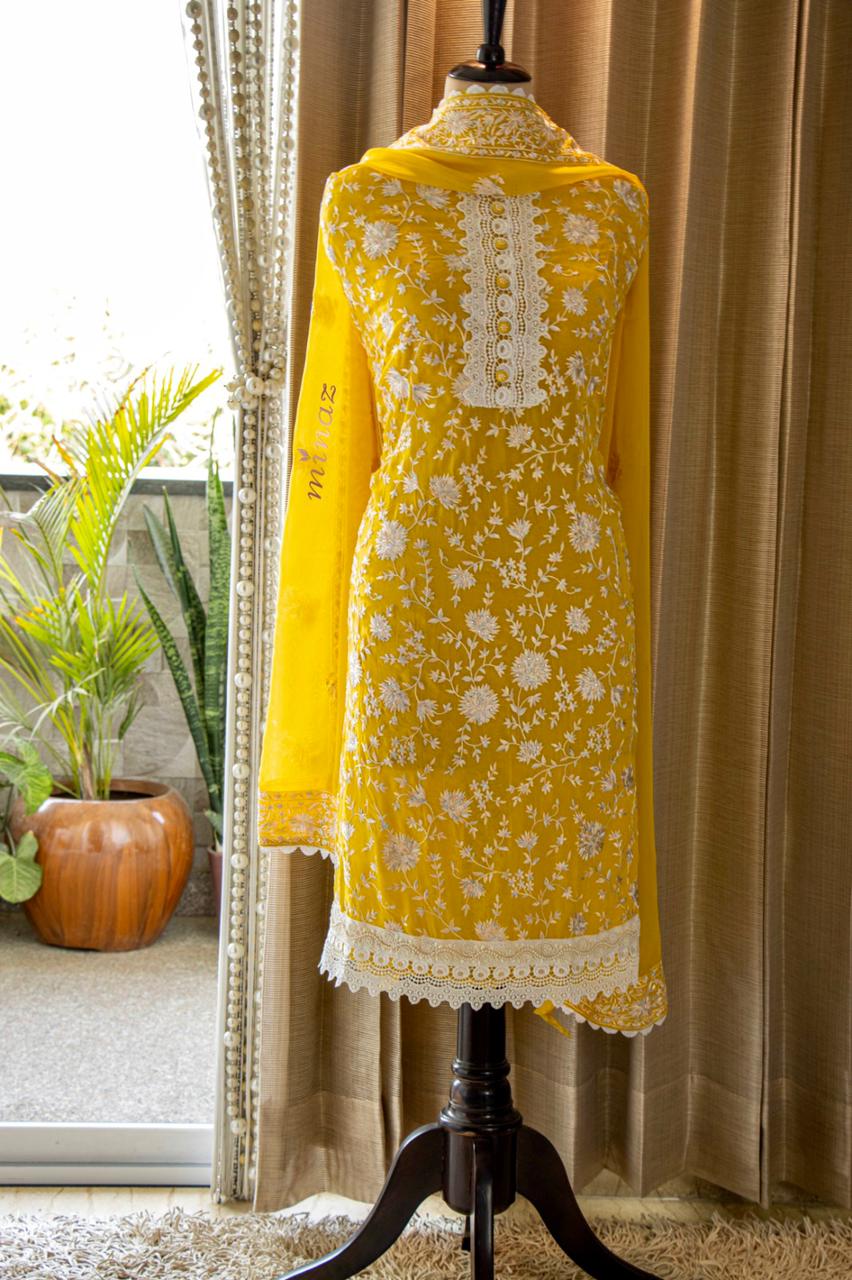 Parsi inspired embroidery suit - Saffronfashionindia