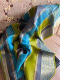 Striped kora banarsi saree