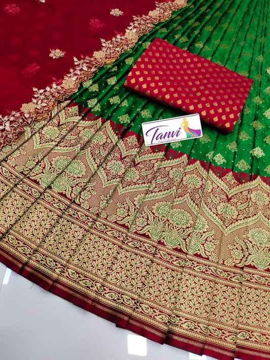 Banarsi brocade lehanga set - Saffronfashionindia