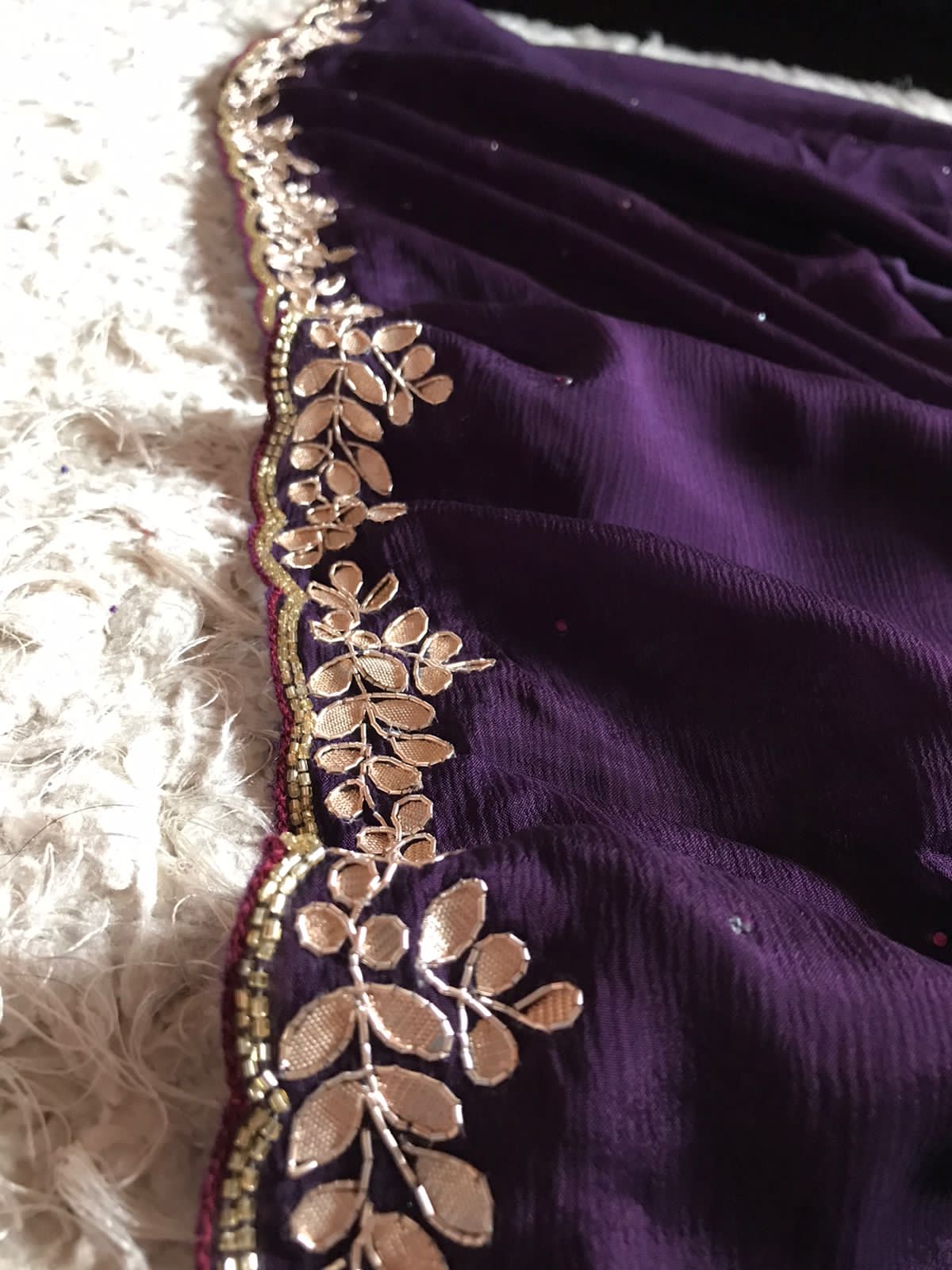 Purple partywear saree - Saffronfashionindia