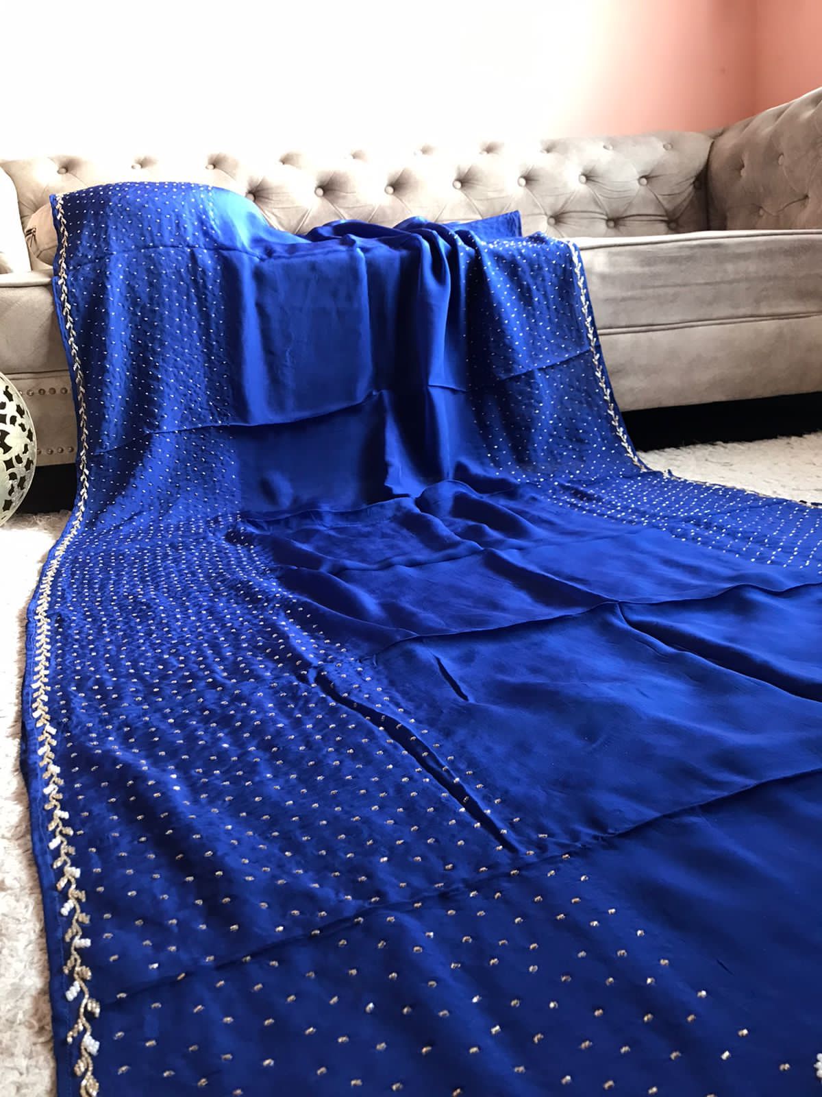 Premium chiffon crepe embroidered saree - Saffronfashionindia